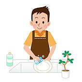 Men Who Wash The Dishes   Royalty Free Clip Art