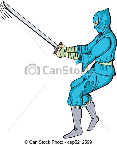 Of Ninja With Sword   Vector Eps Illustration Of Japanese Ninja