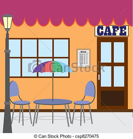 Outdoor Cafe Clipart Clipart Vector Of Outside Cafe Shop   Table And