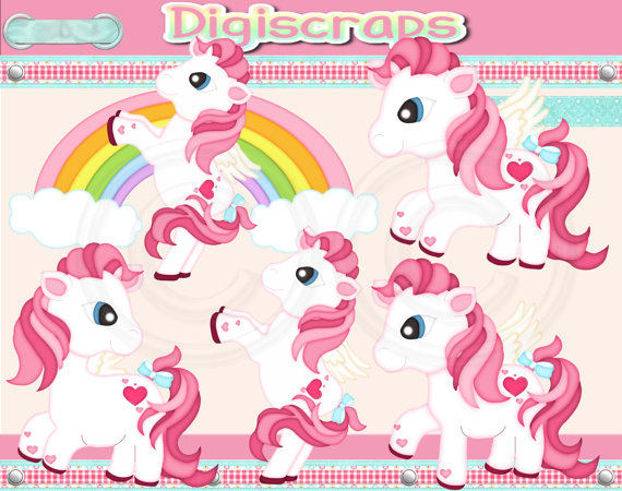 Pink Rainbow Ponies Clip Art Set Clipart By Digiscrapsau On Etsy