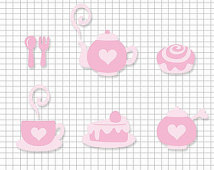 Pink Tea Party Clip Art   Digital Files Png   Clipart   Teapot