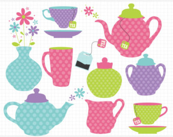 Princess Tea Party   Tea Set Clip Art   Digital Clipart   Instant    