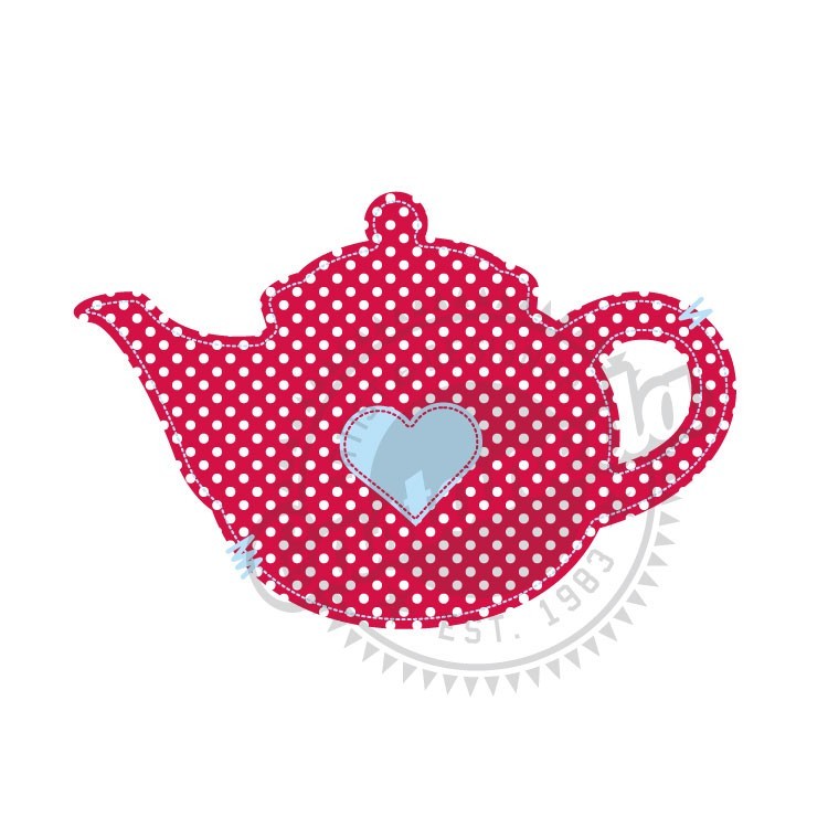Red Polkadot Aplique Teapot