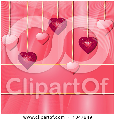 Royalty Free  Rf  Clip Art Illustration Of Pink Heart Pendants Over A