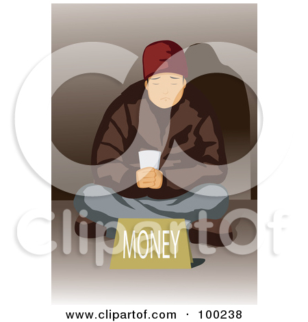 Royalty Free  Rf  Clipart Illustration Of A Beggar Sitting On A