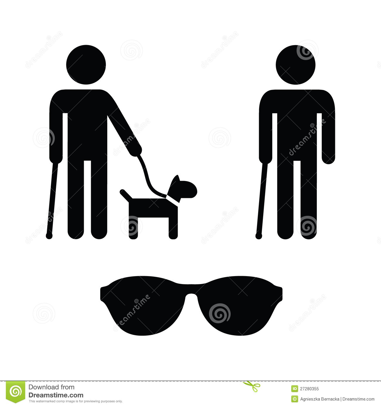    Similar Stock Images Of   Blind Man Icons Set   With Guide Dog Cane