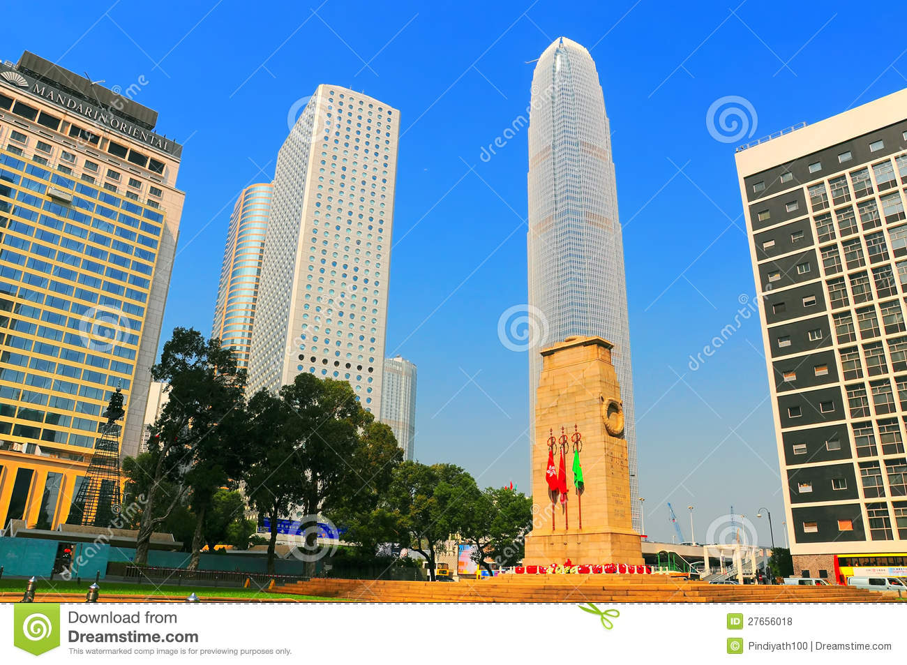 The Cenotaph Of Hong Kong Surrounded By Famous Buildings Such As The    