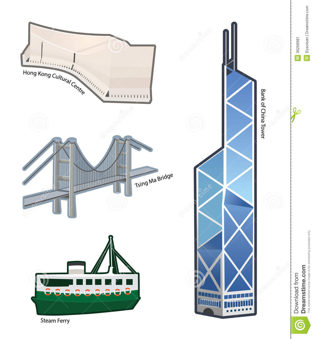 Vector Graphic Of Iconic Hongkong Landmarks 