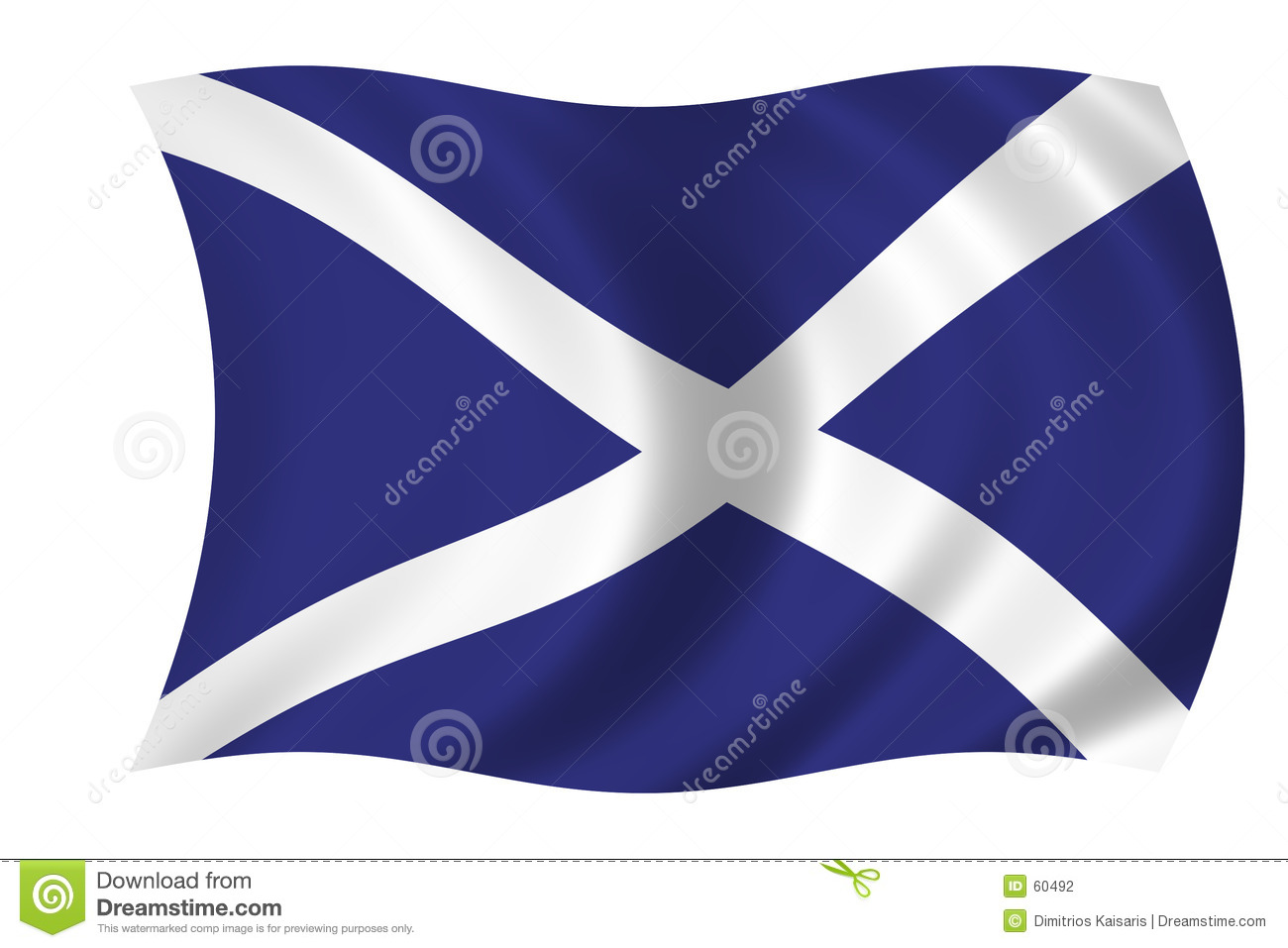 Waving Scotish Flag   Flag Of Scotland