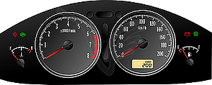 Accelerating Dashboard  Includes Speedometer Tacho   Vector Clipart