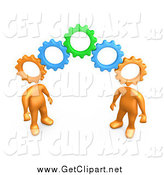 Art Of A 3d Orange People Working Together With Gear Heads By 3pod