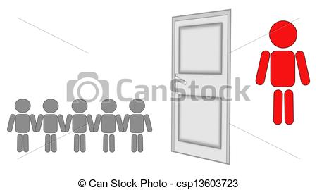 Clip Art Of Drawn Men At Shut The Door To On A Reception To The Chief    