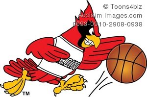Clipart Cartoon Cardinal Playing Basketball   Acclaim Stock