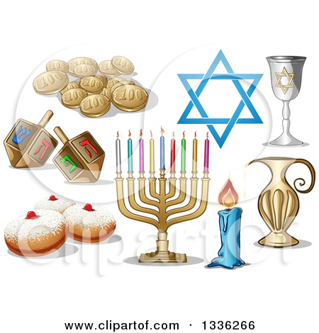 Clipart Of Jewish Holiday Hanukkah Items   Royalty Free Vector    