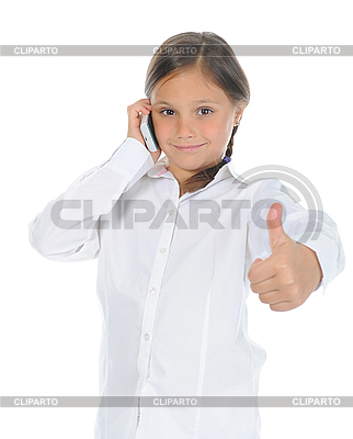 Cute Little Girl With Thumbs Up  Isolated On White Background
