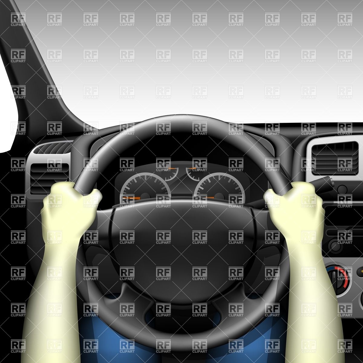 Dashboard And Hands Of Driver Download Royalty Free Vector Clipart