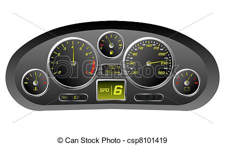 Eps Vectors Of Sports Car Dashboard With Kmh Rev And Other Gauges