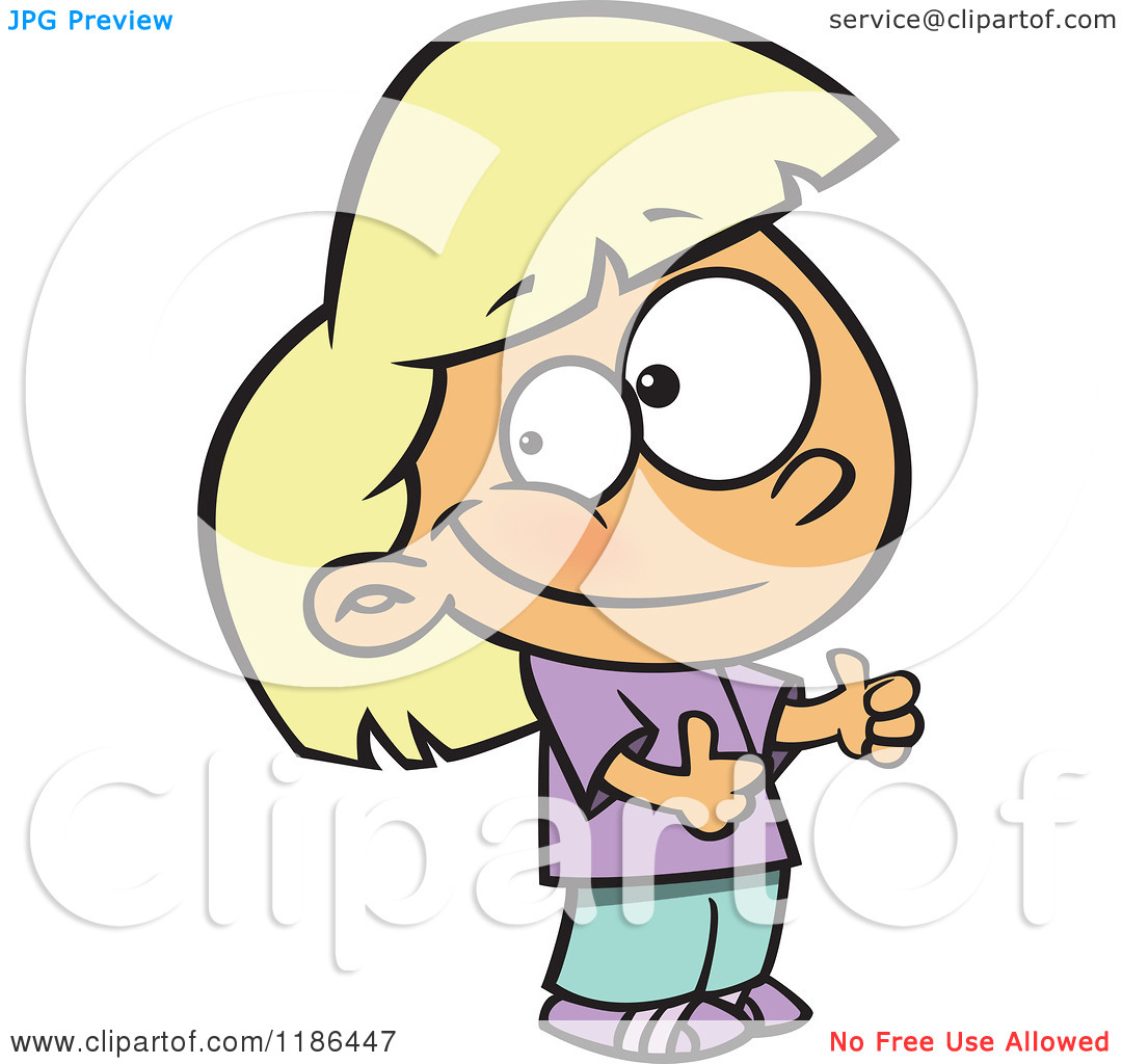 Girl Holding Two Thumbs Up   Royalty Free Vector Clipart By Ron