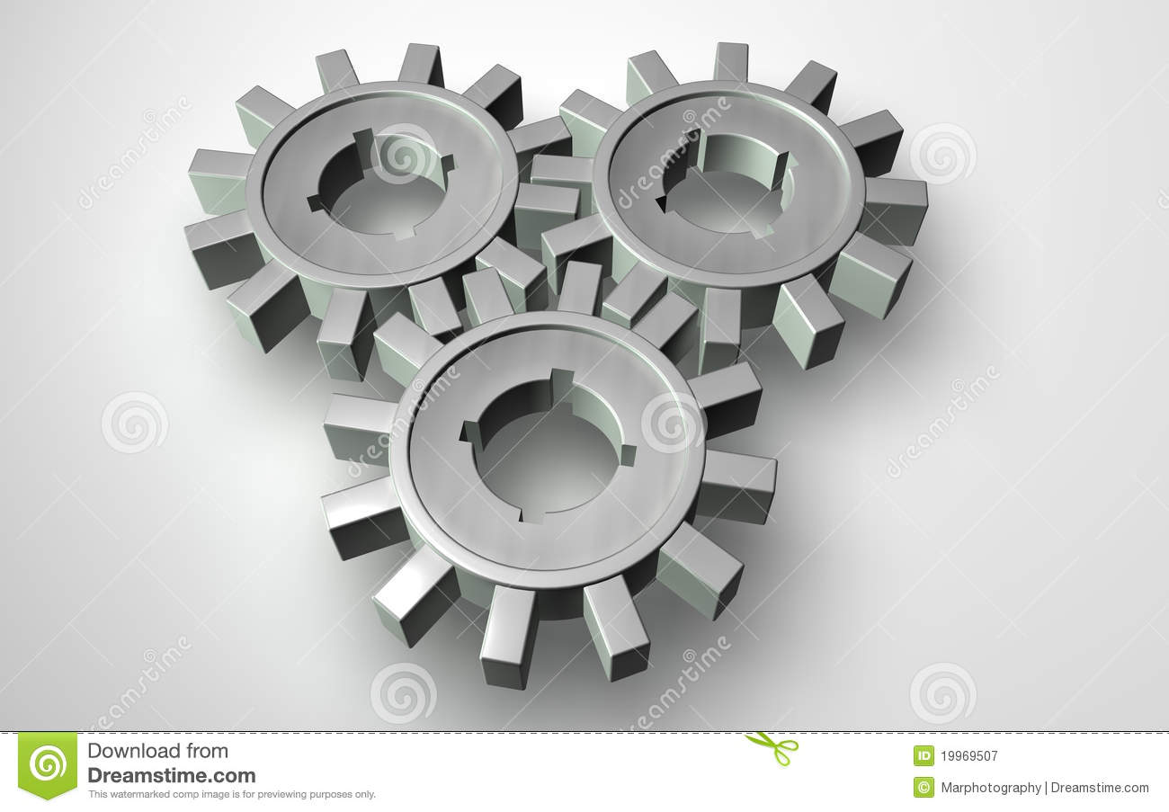 Grey Gears Steel Working Together Royalty Free Stock Photography