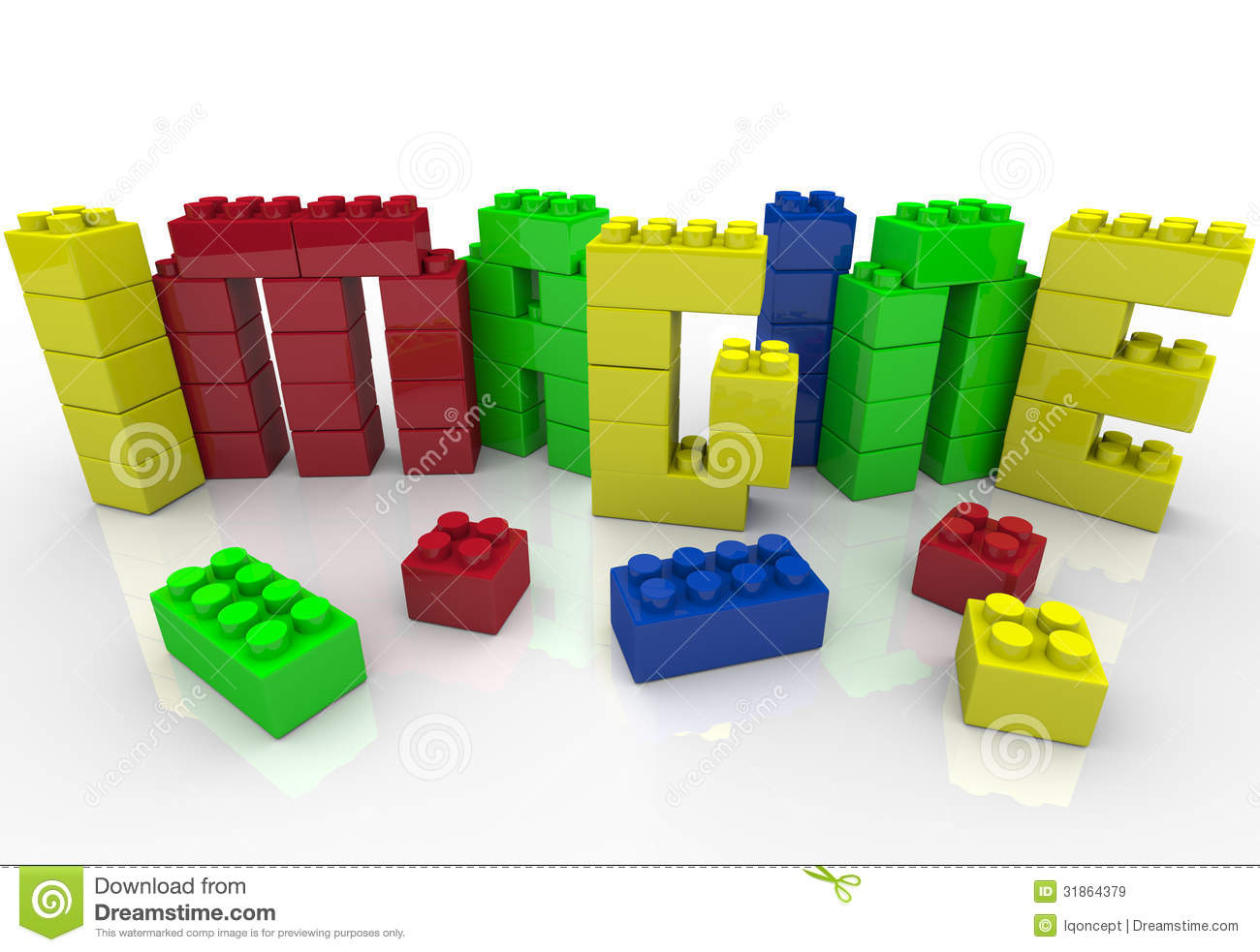 Imagine Word In Toy Plastic Blocks Idea Creativity Royalty Free Stock