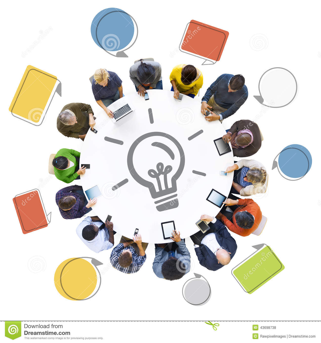 People Using Digital Devices With Idea Concept Stock Photo   Image