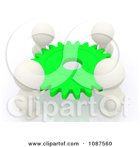 Rf  Clipart Illustration Of 3d Teeny People Working With Gears   2