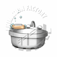 Sink With Soap Bubbles Animated Clipart