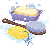 Sponge A Brush And A Soap   Clipart Graphic