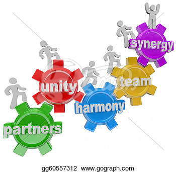 Stock Illustration   Synergy Partners Working Together In Teamwork For