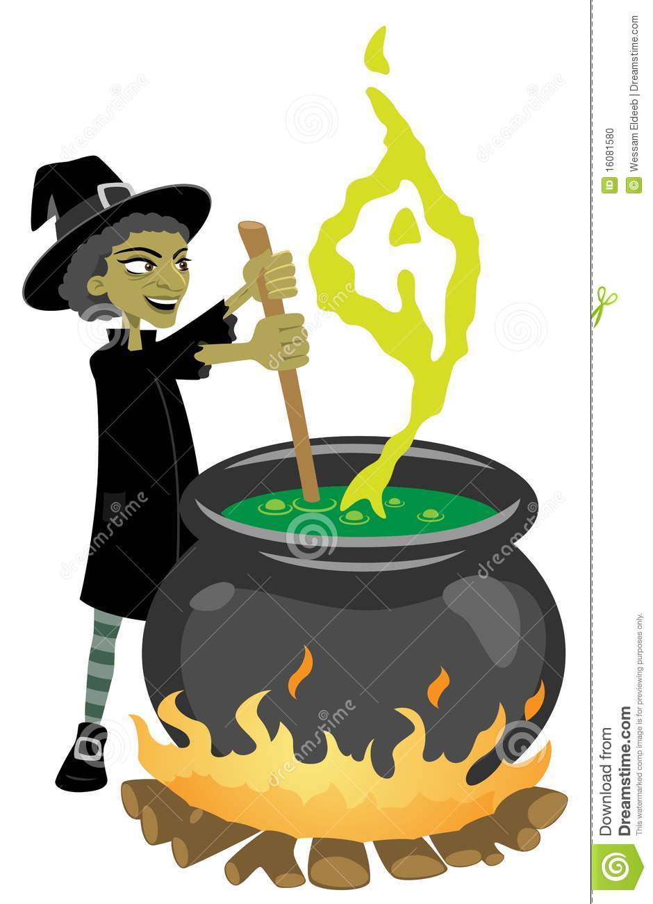 The Wicked Witch Preparing A Magic Potion For The Halloween