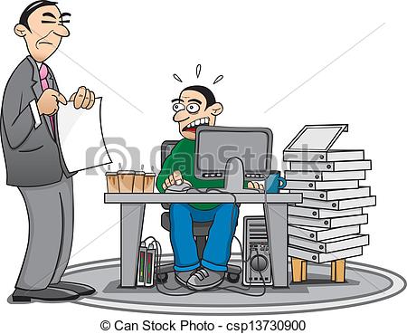Vector Clipart Of Overworked   Illustration Of An Overworked Employee