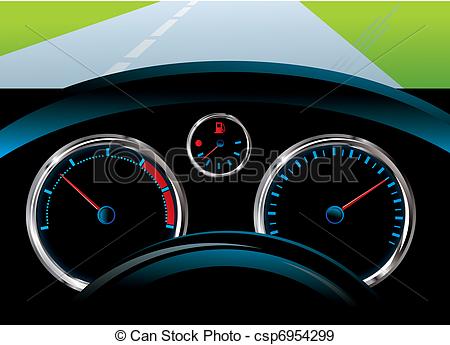 Vector   Dashboard Car   Tachometer Speedometer And Fuel Level Sensor