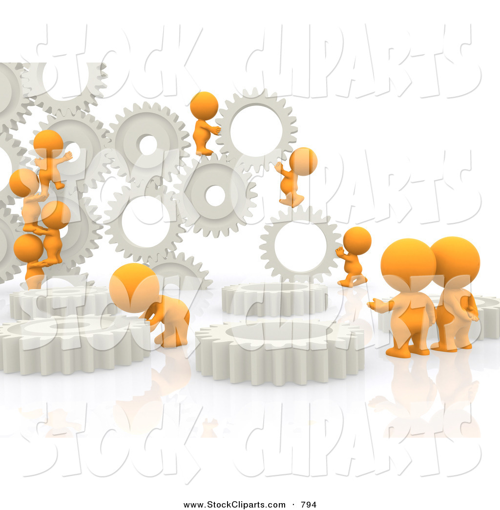 Working With Cogs And Gears Team Of 3d Teeny People Working With Gear