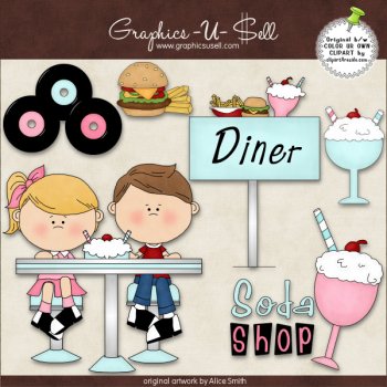 50 S Diner 1 By Clipart 4 Resale    1 00   Whimsy Doodle Graphics