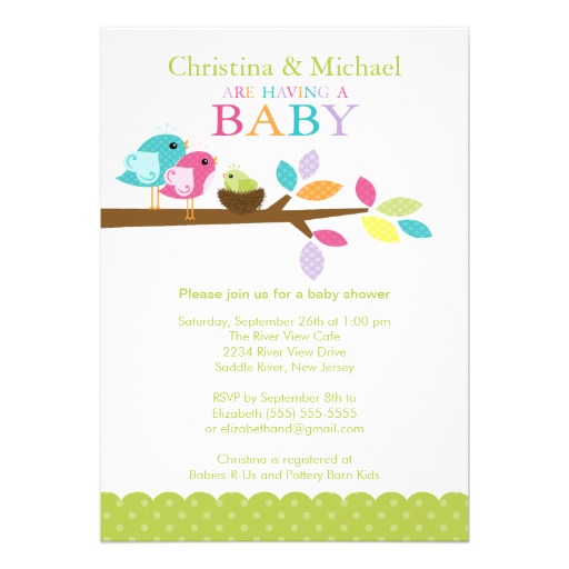 Baby Bird Nest Baby Shower Invitations 5 X 7 Invitation Card