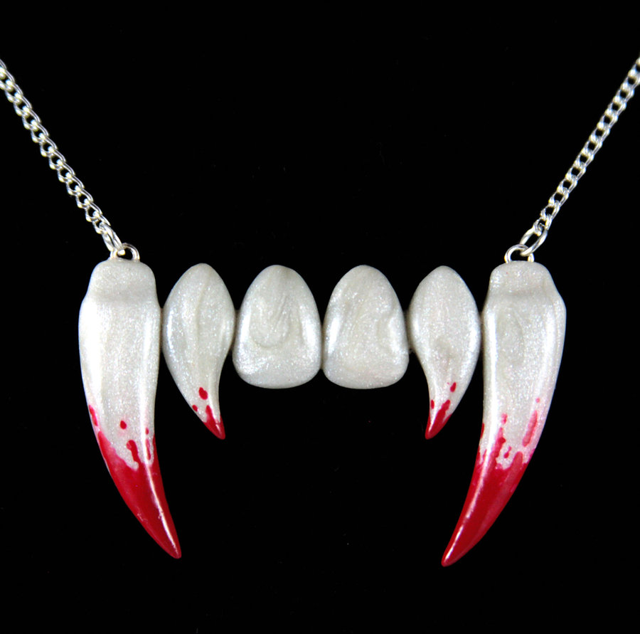 Bloody Vampire Teeth Necklace By Neverlandjewelry On Deviantart