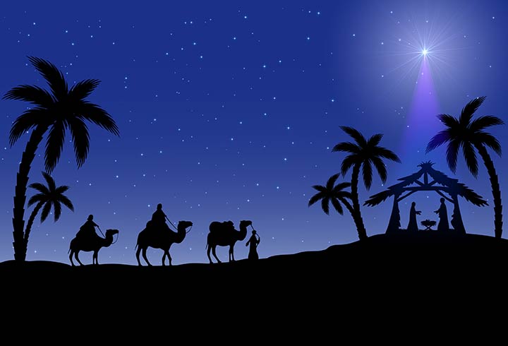 Christian Christmas Scene With The Three Wise Men And Star Symbolizing