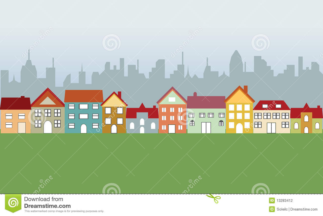 City Clipart Suburban Houses And City