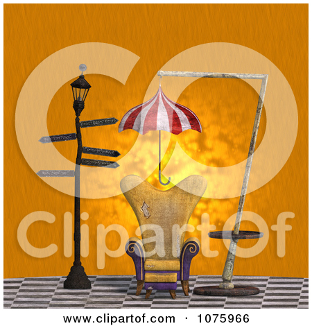 Clipart 3d Chair At A Weird Bus Stop 5   Royalty Free Cgi Illustration