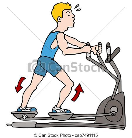Clipart Vector Of Man Exercising On Elliptical Machine   An Image Of A    