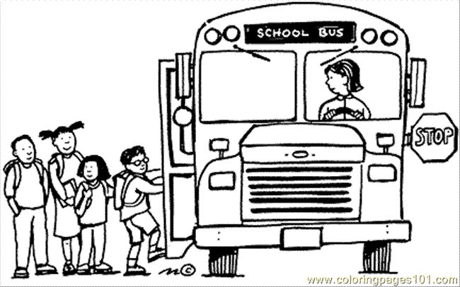 Coloring Pages School Bus Stop  Education   School    Free Printable