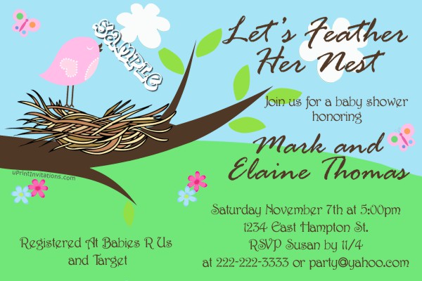 Feather Her Nest Baby Shower Invitations  Feather Her Nest Baby Shower