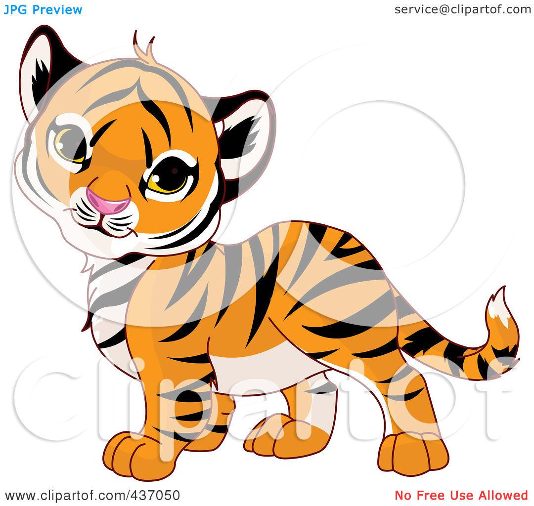 Free  Rf  Clipart Illustration Of A Cute Baby Tiger Tilting His Head