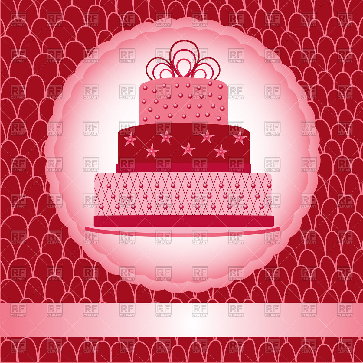 Happy Birthday Card   Pink Cake In Round Frame 44709 Download