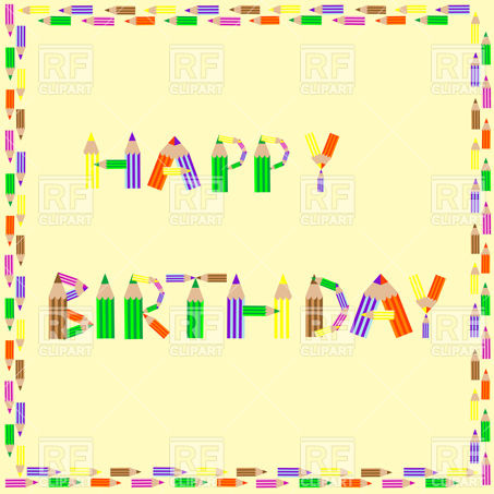 Happy Birthday Pencils Frame Download Royalty Free Vector Clipart