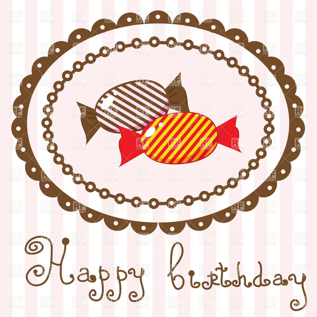 Happy Birthday   Two Candies In Oval Frame 22098 Food And Beverages