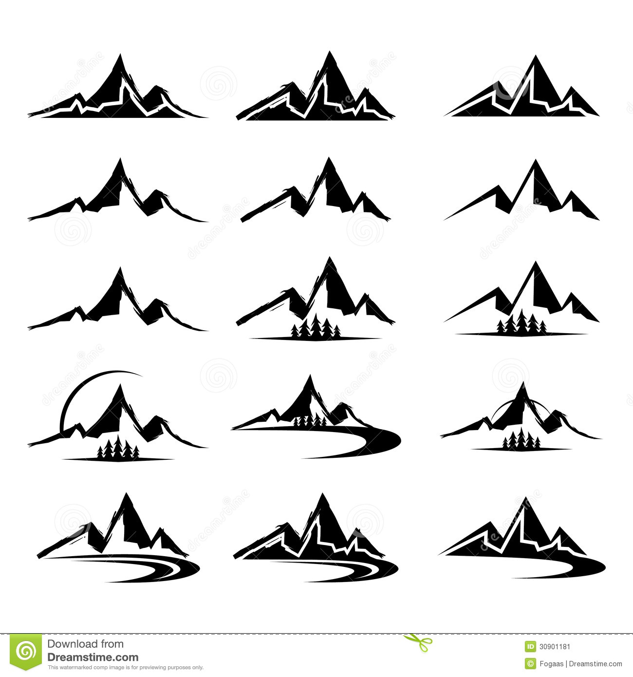 Mountain Peak Clip Art Mountain Icon Clipart Set