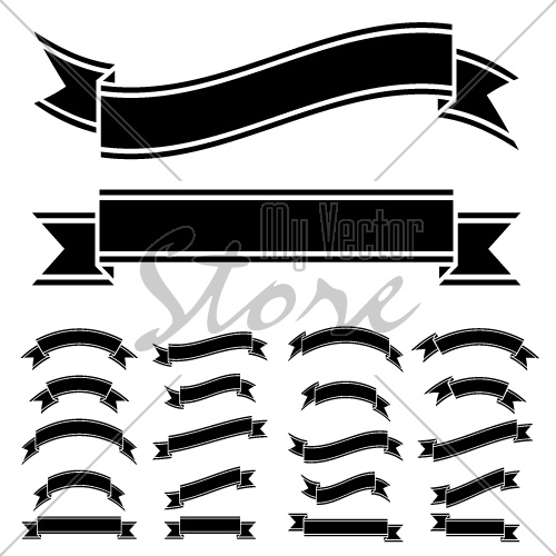 My Vector Store  Vector Black And White Ribbon Symbols  Illustration