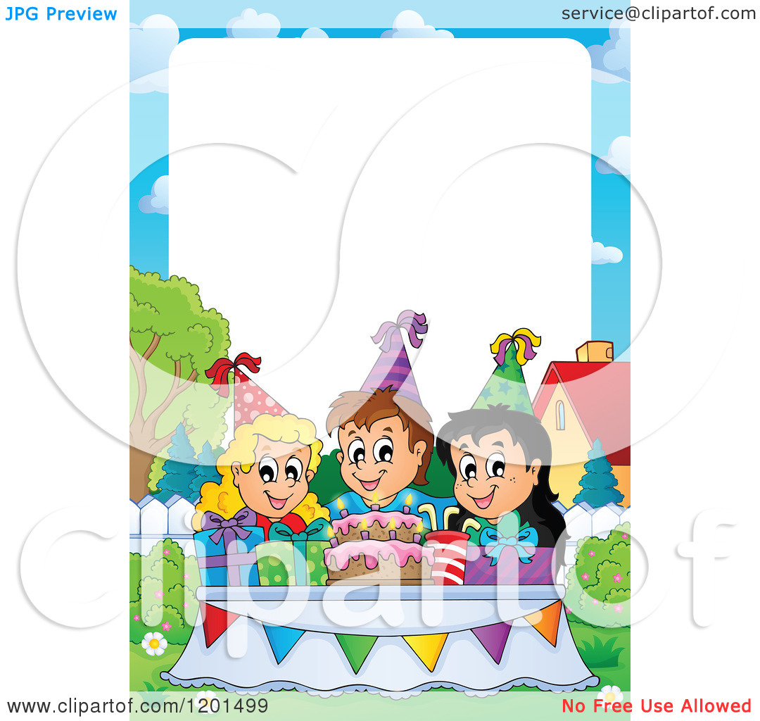 Of Happy Talking Children Around A Cake At A Birthday Party Frame