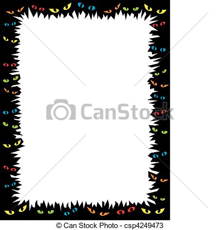 Vectors Of Scary Eyes Frame   Halloween Scary Eyes On A Jagged Border    